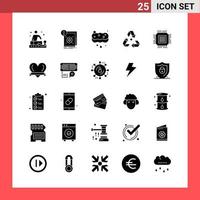 25 Icon Pack Solid Style Glyph Symbols on White Background Simple Signs for general designing vector