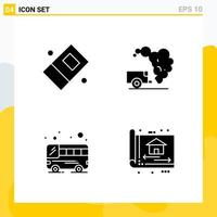 Collection of 4 Universal Solid Icons Icon Set for Web and Mobile vector