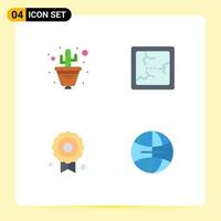 4 Flat Icon concept for Websites Mobile and Apps cactus quality flower pot mirror globe Editable Vector Design Elements