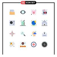 Pack of 16 Modern Flat Colors Signs and Symbols for Web Print Media such as vinyl music clothes dj book Editable Pack of Creative Vector Design Elements