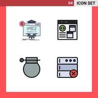Modern Set of 4 Filledline Flat Colors and symbols such as seo development technology browser bomb Editable Vector Design Elements
