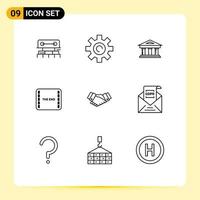 Modern Set of 9 Outlines and symbols such as scene film user end finance Editable Vector Design Elements