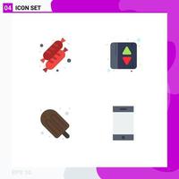 Pictogram Set of 4 Simple Flat Icons of bread ice cream elevator food iphone Editable Vector Design Elements