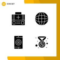 4 Icon Set Solid Style Icon Pack Glyph Symbols isolated on White Backgound for Responsive Website Designing vector