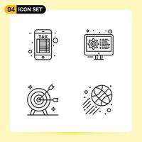 4 Creative Icons for Modern website design and responsive mobile apps 4 Outline Symbols Signs on White Background 4 Icon Pack vector