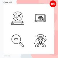 Vector Pack of 4 Icons in Line Style Creative Outline Pack isolated on White Background for Web and Mobile