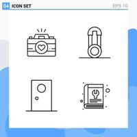 Modern 4 Line style icons Outline Symbols for general use Creative Line Icon Sign Isolated on White Background 4 Icons Pack vector