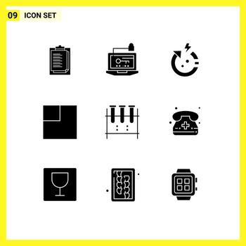 9 User Interface Solid Glyph Pack of modern Signs and Symbols of lab flask chemical flask laptop scale world Editable Vector Design Elements