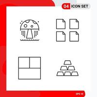 Creative Set of 4 Universal Outline Icons isolated on White Background vector