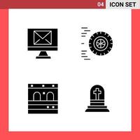 4 Icon Pack Solid Style Glyph Symbols on White Background Simple Signs for general designing vector