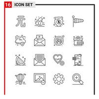 16 General Icons for website design print and mobile apps 16 Outline Symbols Signs Isolated on White Background 16 Icon Pack vector