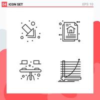 colección de 4 iconos vectoriales en estilo de línea símbolos de esquema modernos para web y signo de icono de línea móvil aislado en fondo blanco 4 iconos vector