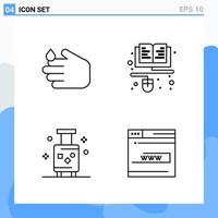 Modern 4 Line style icons Outline Symbols for general use Creative Line Icon Sign Isolated on White Background 4 Icons Pack vector