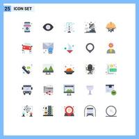 Pictogram Set of 25 Simple Flat Colors of gear cap vision transmitter radio Editable Vector Design Elements