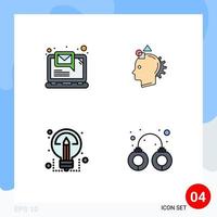 4 Creative Icons Modern Signs and Symbols of computer creative notification imagine share Editable Vector Design Elements