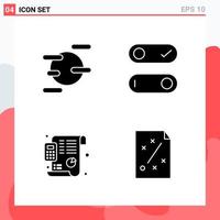 Collection of 4 Vector Icons in solid style Modern Glyph Symbols for Web and Mobile Solid Icon Sign Isolated on White Background 4 Icons