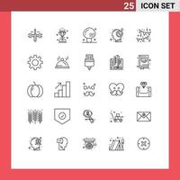 símbolos de iconos universales grupo de 25 líneas modernas de elementos de diseño de vectores editables de hongos de mente de cocina cerrada de cumpleaños