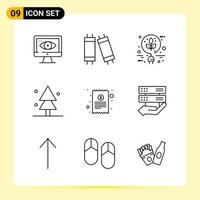 9 Creative Icons for Modern website design and responsive mobile apps 9 Outline Symbols Signs on White Background 9 Icon Pack vector