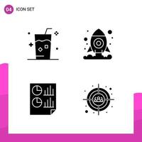 Glyph Icon set Pack of 4 Solid Icons isolated on White Background for responsive Website Design Print and Mobile Applications vector