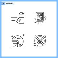 4 Icons Line style Creative Outline Symbols Black Line Icon Sign Isolated on White Background vector