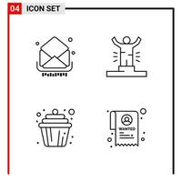 4 General Icons for website design print and mobile apps 4 Outline Symbols Signs Isolated on White Background 4 Icon Pack vector