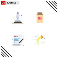 4 iconos planos universales establecidos para aplicaciones web y móviles academia codificación estatua botella programación elementos de diseño vectorial editables vector