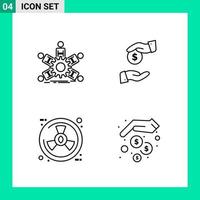 Pack of 4 Line Style Icon Set Outline Symbols for print Creative Signs Isolated on White Background 4 Icon Set vector