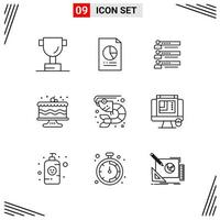 9 Icons Line Style Grid Based Creative Outline Symbols for Website Design Simple Line Icon Signs Isolated on White Background 9 Icon Set vector