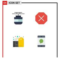 Pack of 4 Modern Flat Icons Signs and Symbols for Web Print Media such as tram gift vehicles denied present Editable Vector Design Elements