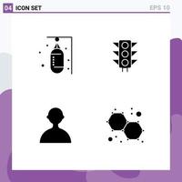 Pack of 4 creative Solid Glyphs of bag avatar sand sign basic Editable Vector Design Elements