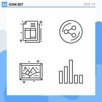 Modern 4 Line style icons Outline Symbols for general use Creative Line Icon Sign Isolated on White Background 4 Icons Pack vector