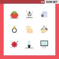 Universal Icon Symbols Group of 9 Modern Flat Colors of love proposal file diamound internet Editable Vector Design Elements