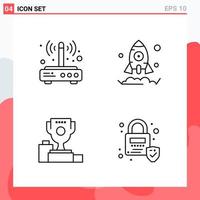 Collection of 4 Vector Icons in Line style Modern Outline Symbols for Web and Mobile Line Icon Sign Isolated on White Background 4 Icons