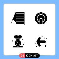 4 Solid Black Icon Pack Glyph Symbols for Mobile Apps isolated on white background 4 Icons Set vector