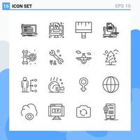 Modern 16 Line style icons Outline Symbols for general use Creative Line Icon Sign Isolated on White Background 16 Icons Pack vector