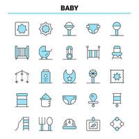 25 conjunto de iconos negros y azules para bebés diseño de iconos creativos y plantilla de logotipo vector