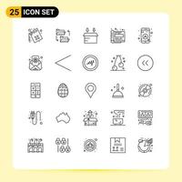 paquete de iconos de vector de stock de 25 signos y símbolos de línea para el diseño de oficina de uso compartido de papel de mapa elementos de diseño de vector editables