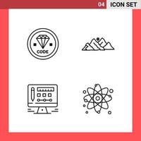 4 Icon Pack Line Style Outline Symbols on White Background Simple Signs for general designing vector