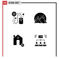 Universal Solid Glyph Signs Symbols of online estate hill mountain house Editable Vector Design Elements