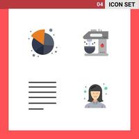 4 Universal Flat Icons Set for Web and Mobile Applications chart right share coffee machine female Editable Vector Design Elements