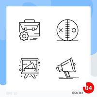 Modern Pack of 4 Icons Line Outline Symbols isolated on White Backgound for Website designing vector