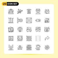 25 iconos creativos para el diseño moderno de sitios web y aplicaciones móviles receptivas 25 símbolos de contorno signos sobre fondo blanco paquete de 25 iconos vector