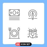 4 Line Black Icon Pack Outline Symbols for Mobile Apps isolated on white background 4 Icons Set vector