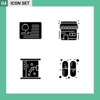 4 Thematic Vector Solid Glyphs and Editable Symbols of stethoscope bath healthcare ecommerce cleaning Editable Vector Design Elements