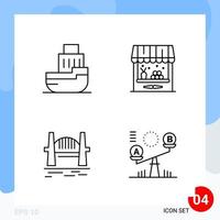 Modern Pack of 4 Icons Line Outline Symbols isolated on White Backgound for Website designing vector