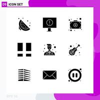 Stock Vector Icon Pack of 9 Line Signs and Symbols for officer officer bag photo interface Editable Vector Design Elements