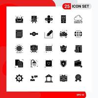 Pack of 25 Modern Solid Glyphs Signs and Symbols for Web Print Media such as keyboard recycle paint message deleted Editable Vector Design Elements