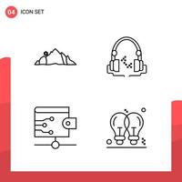 Pack of 4 Universal Outline Icons for Print Media on White Background vector