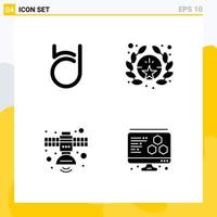 Universal Icon Symbols Group of 4 Modern Solid Glyphs of bit deal satellite crypto currency star transmission Editable Vector Design Elements