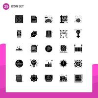 Modern Set of 25 Solid Glyphs and symbols such as sale board graph smart cpu Editable Vector Design Elements